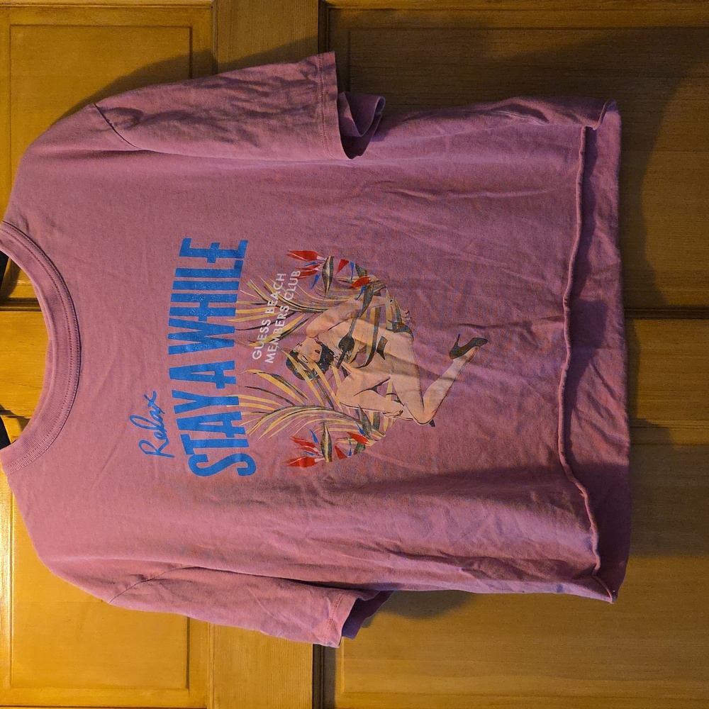 Guess Originals Pink T-Shirt Relax Stay A While Medium